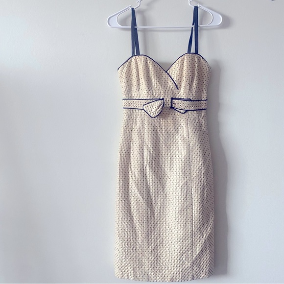 Vintage Nanette Lapore Pin-Up Retro Bow Front Mini Dress in Cream - Picture 3 of 13